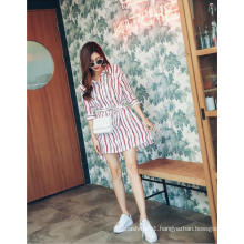 Summer Fashion V-Neck Stripe Ladies Shirt Dress